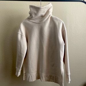 Athleta Funnel Neck Turtle Neck sweatshirt size small cream/taupe
